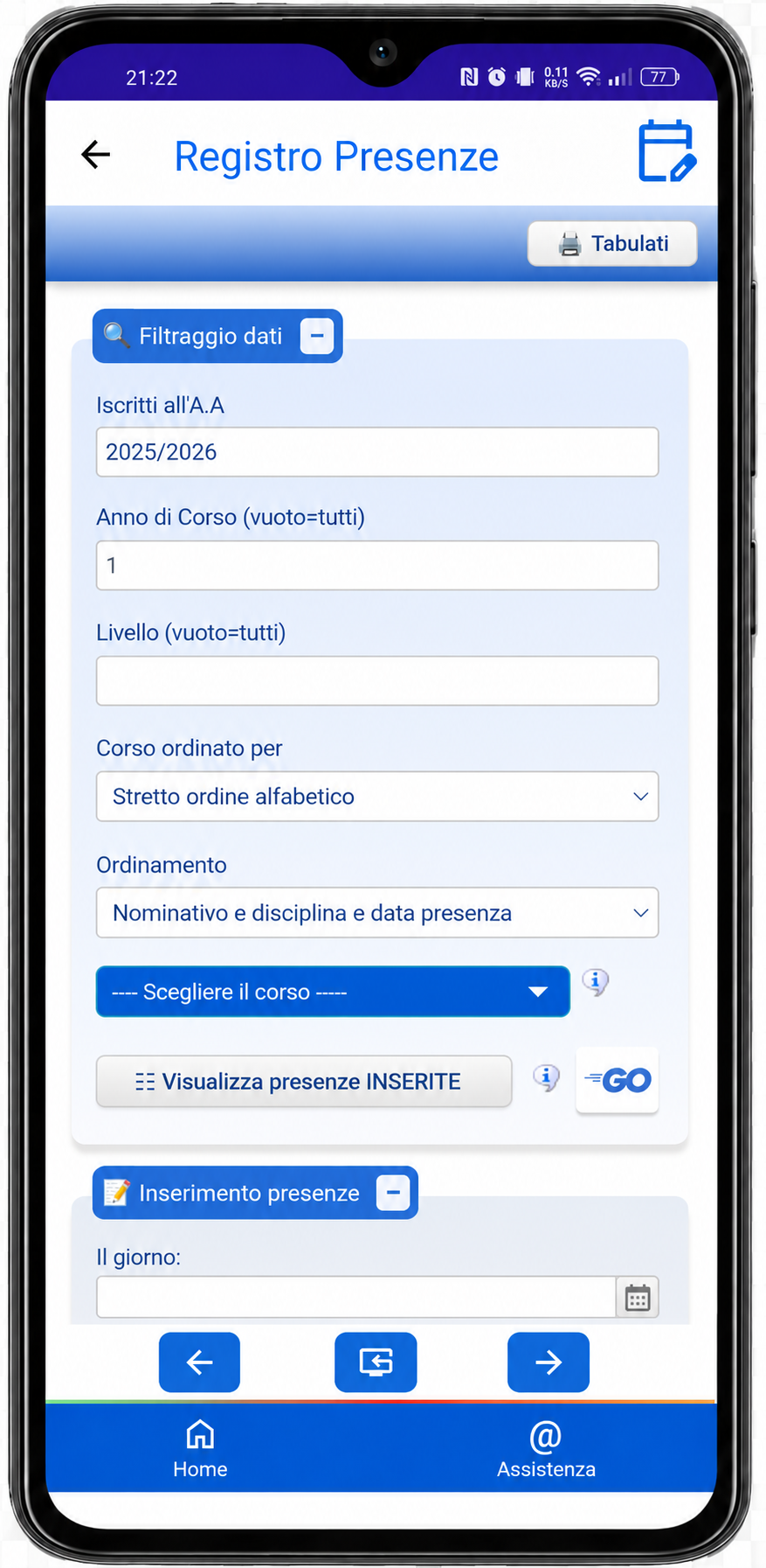 Schermata app ISIConnect Docenti e ATA per servizi AFAM